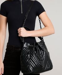 Bolsa-Feminina-Bucket-Grande-em-Matelasse-com-Correntes-e-Alca-Removivel-Preta-9604653-Preto_2