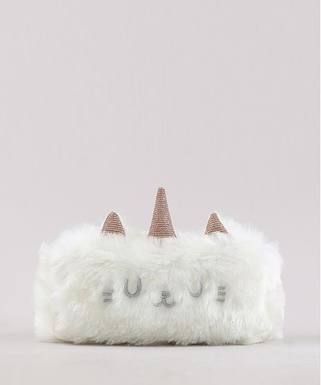 Necessaire-Feminina-Catcornio-em-Pelucia-Off-White-9642333-Off_White_1