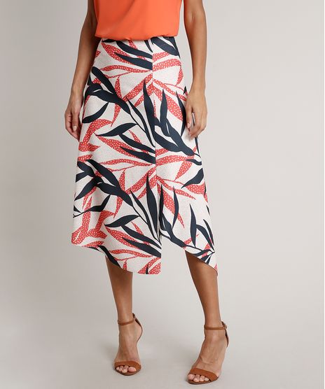 Saia-Feminina-Midi-Assimetrica-Estampada-de-Folhagem-Bege-Claro-9648159-Bege_Claro_1