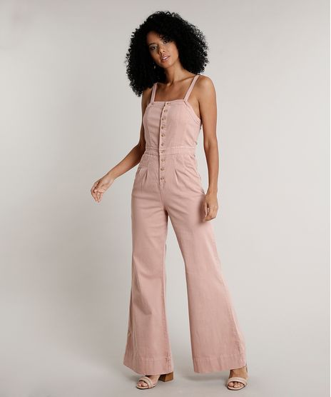 Macacao-de-Sarja-Feminino-Pantalona-com-Bolsos-e-Botoes-Alca-Media-Rose-9667328-Rose_1