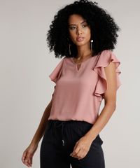 Blusa-Feminina-Bluse-com-Babado-na-Manga-Decote-Redondo-Rose-9570879-Rose_1