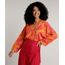 Body-Feminino-Bluse-Estampado-de-Folhagem-Manga-Longa-Decote-V-Laranja-9548730-Laranja_1