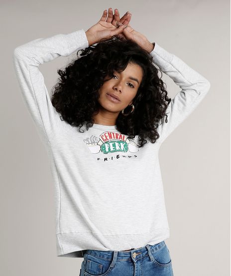Blusao-Feminino-em-Moletom-Friends-Central-Perk--Cinza-Mescla-Claro-9699267-Cinza_Mescla_Claro_1