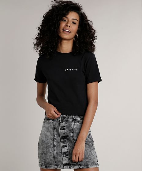 Blusa-Feminina-Friends-Nomes-Manga-Curta-Decote-Redondo-Preta-9701819-Preto_1