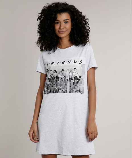 Camisola-Feminina-Friends-Manga-Curta-Cinza-Mescla-Claro-9700685-Cinza_Mescla_Claro_1