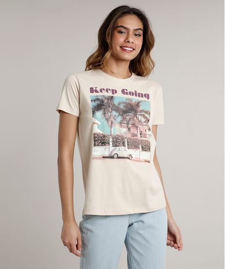 T-Shirt-Feminina-Mindset--Keep-Going--Manga-Curta-Decote-Redondo-Bege-9711622-Bege_1