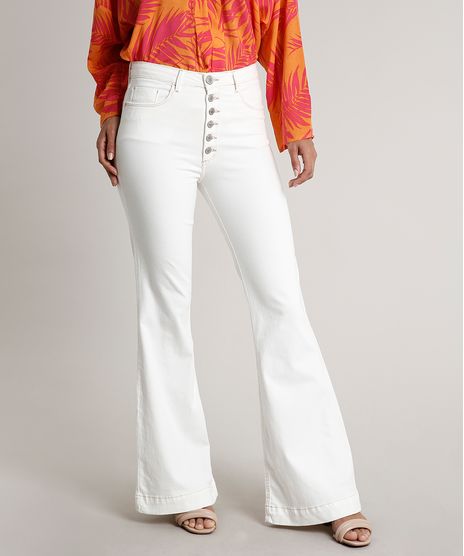 Calca-de-Sarja-Feminina-Flare-com-Botoes--Off-White-9676277-Off_White_2
