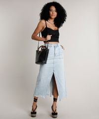 Saia-Jeans-Feminina-Longa-Destroyed-com-Fenda-e-Bolsos-Azul-Claro-9666381-Azul_Claro_3