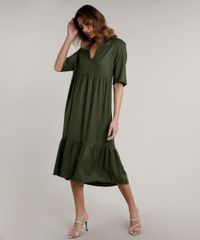 Vestido-Feminino-Mindset-Midi-Amplo-com-Babado-Manga-Curta--Verde-Militar-9765207-Verde_Militar_3