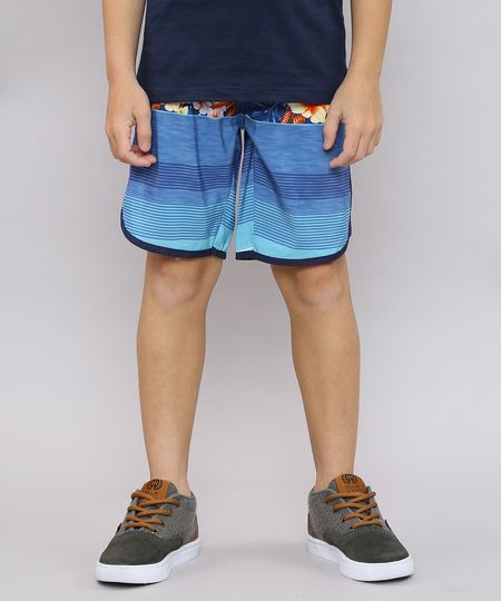 Bermuda-Surf-Infantil-Estampada-Floral-com-Listras-Azul-9559456-Azul_1