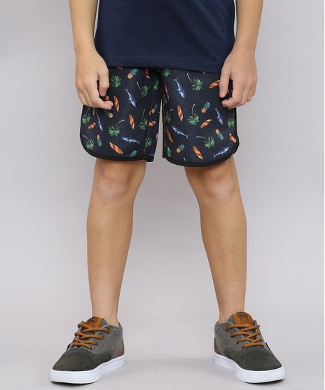 Bermuda-Surf-Infantil-Estampada-Tropical-com-Bolso-Preta-9559493-Preto_1