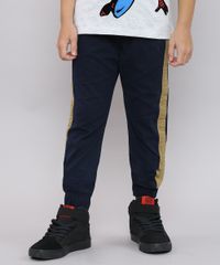 Calca-de-Sarja-Infantil-Jogger-com-Faixa-Lateral-Estampada-Camuflada-Azul-Marinho-9540772-Azul_Marinho_1