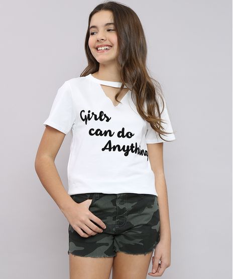 Blusa-Infantil-Choker--Girls-Can-do-Anything--Manga-Curta-Off-White-9552411-Off_White_1