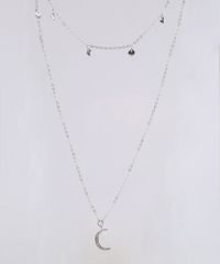 Colar-Feminino-Duplo-com-Pingente-de-Lua-Prateado-9544850-Prateado_1