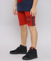 Bermuda-Infantil-Homem-Aranha-em-Moletom-com-Listras-Laterais-Vermelha-9651938-Vermelho_1