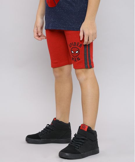 Bermuda-Infantil-Homem-Aranha-em-Moletom-com-Listras-Laterais-Vermelha-9651938-Vermelho_1
