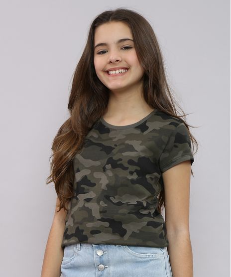 Blusa-Infantil-Estampada-Camuflada-Manga-Curta-Decote-Redondo-Verde-Militar-9560773-Verde_Militar_1