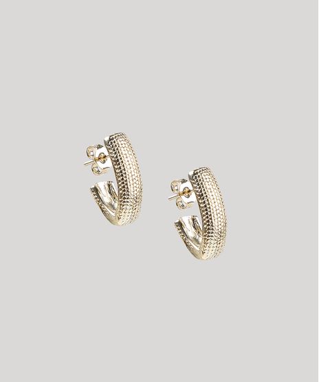 Brinco-Feminino-de-Argola-Geometrica-Folheada-Texturizada-Dourado-9657412-Dourado_1