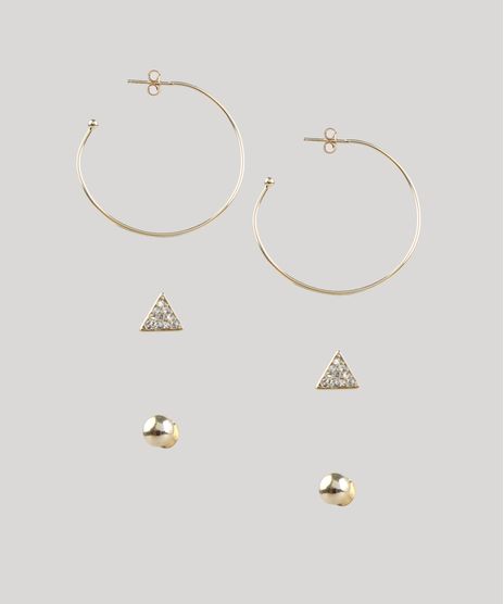 Kit-de-3-Brincos-Femininos-Folheados-Dourado-9657493-Dourado_1