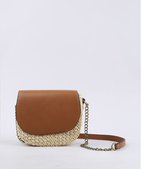 Bolsa-Feminina-Transversal-Pequena-com-Palha-e-Alca-Corrente-Bege-9604664-Bege_1