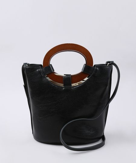 Bolsa-Feminina-Balde-Tote-Media-com-Argola-de-Madeira-e-Alca-Transversal-Preta-9604656-Preto_1
