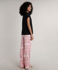 Pijama-Feminino-com-Bolso-Estampado-Paisley-Manga-Curta-Preto-9638673-Preto_2