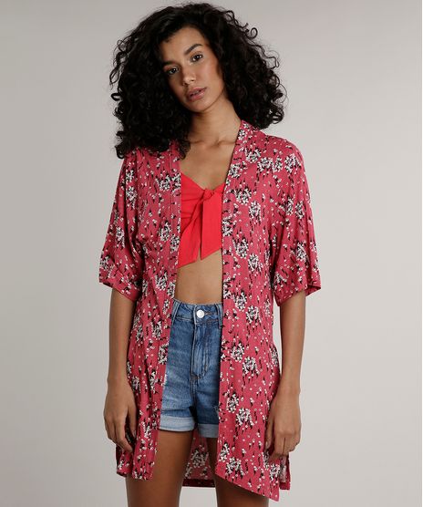 Kimono-Feminino-Estampado-Floral-Manga-Curta-Rosa-Escuro-9703996-Rosa_Escuro_1