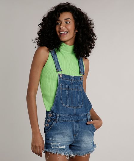 Jardineira-Jeans-Feminina-Relaxed-com-Rasgos-Azul-Medio-9670252-Azul_Medio_1