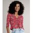 Blusa-Feminina-Cropped-Estampada-Floral-com-Amarracao-Manga-7-8--Rosa-Escuro-9704822-Rosa_Escuro_1
