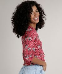 Blusa-Feminina-Cropped-Estampada-Floral-com-Amarracao-Manga-7-8--Rosa-Escuro-9704822-Rosa_Escuro_2
