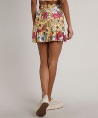 Saia-Feminina-Curta-Transpassada-em-Laise-Estampada-Floral-com-Babado-Mostarda-9694074-Mostarda_2
