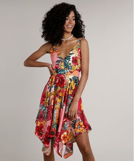 Vestido-Feminino-Curto-Assimetrico-Estampado-Floral-Alca-Media-Coral-9630039-Coral_1
