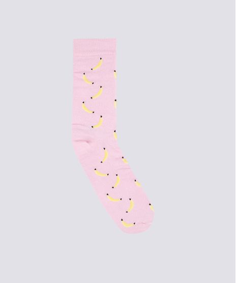 Meia-Masculina-Cano-Alto-Divertida-Estampada-de-Banana-Rosa-9636650-Rosa_1