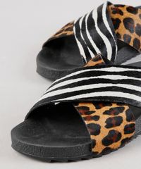 Rasteira-Feminina-Oneself-em-Couro-Animal-Print-Onca-e-Zebra-Tiras-Cruzadas-Preta-9701564-Preto_2