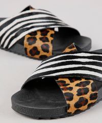 Rasteira-Feminina-Oneself-em-Couro-Animal-Print-Onca-e-Zebra-Tiras-Cruzadas-Preta-9701564-Preto_5