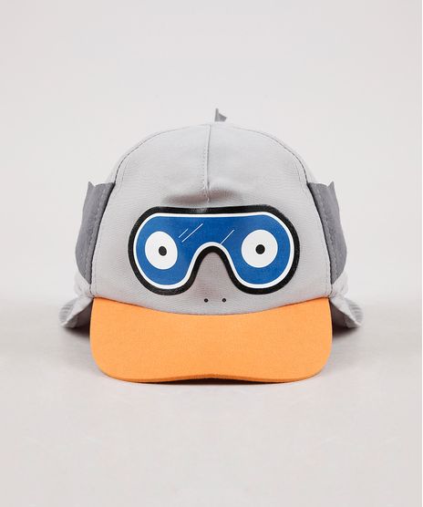 Bone-Infantil-Aba-Curva-Tubarao-com-Protetor-Cinza-9668923-Cinza_1