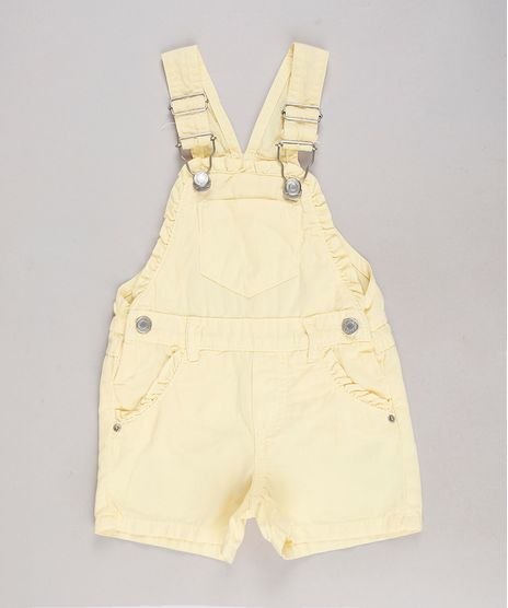 Jardineira-de-Sarja-Infantil-com-Babado-e-Bolsos-Amarela-9717540-Amarelo_1