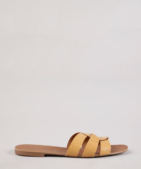 Rasteira-Feminina-Oneself-Croco-com-Tiras-Transpassadas-Mostarda-9676087-Mostarda_1