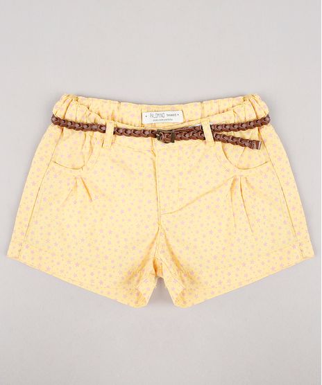 Short-Infantil-Estampado-de-Estrela-com-Cinto-Mostarda-9567788-Mostarda_1