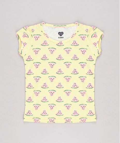 Blusa-Infantil-Estampada-de-Melancias-Manga-Curta-Amarela-9679489-Amarelo_1