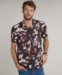 Camisa-Masculina-Tradicional-Estampada-Floral-Manga-Curta-Chumbo-9639678-Chumbo_1
