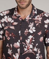 Camisa-Masculina-Tradicional-Estampada-Floral-Manga-Curta-Chumbo-9639678-Chumbo_4