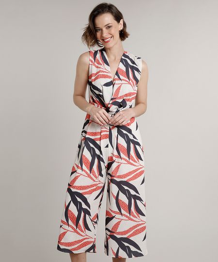 Macacao-Feminino-Pantacourt-Transpassado-Estampado-de-Folhagem-Sem-Manga-Bege-Claro-9608065-Bege_Claro_1 Macacao-Feminino-Pantacourt-Transpassado-Estampado-de-Folhagem-Sem-Manga-Bege-Claro-9608065-Bege_Claro_1