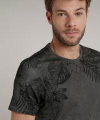 Camiseta-Masculina-Slim-Fit-com-Folhagem-e-Degrade-Manga-Curta-Gola-Careca-Cinza-Mescla-9635140-Cinza_Mescla_4