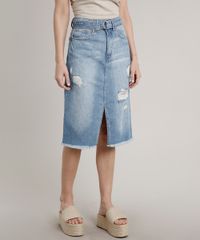 Saia-Jeans-Feminina-Midi-Destroyed-com-Cinto-Azul-Claro-9654921-Azul_Claro_1