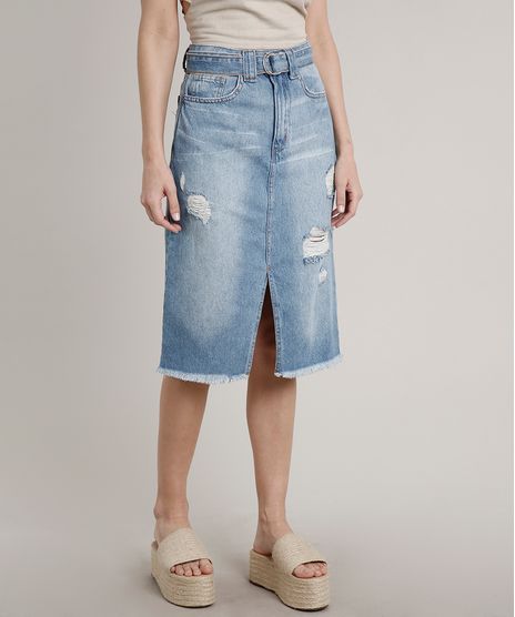 Saia-Jeans-Feminina-Midi-Destroyed-com-Cinto-Azul-Claro-9654921-Azul_Claro_1