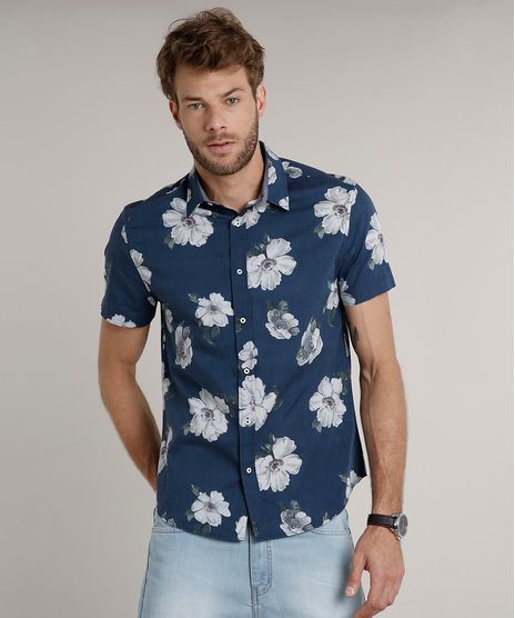 Camisa-Masculina-Comfort-Estampada-Floral-Manga-Curta-Azul-9523390-Azul_1