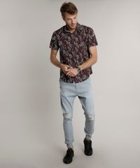 Camisa-Masculina-Tradicional-Estampada-de-Folhagem-Manga-Curta-Vinho-9516958-Vinho_3