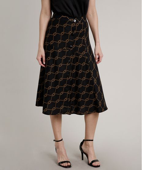 Saia-Jeans-Feminina-Midi-Estampada-de-Corda-com-Botoes-Preto-9608777-Preto_1