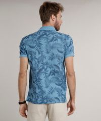 Polo-Masculina-Comfort-Estampada-de-Folhagem-em-Piquet-Manga-Curta-Azul-Claro-9640965-Azul_Claro_2